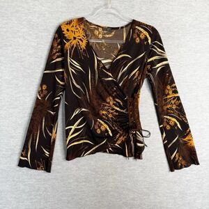 Y2K Brown Floral Top Size L Forest Fairy Goblincore 70s Made USA Vintage Corset